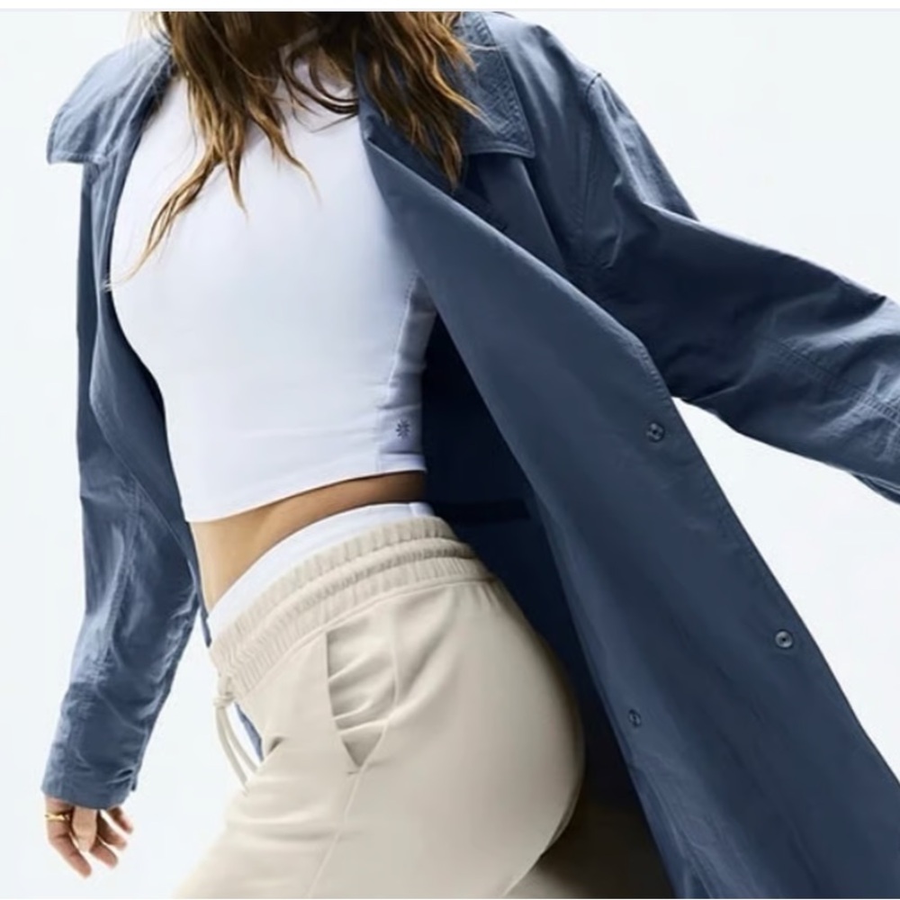 Athleta Luna Trench Coat | Blue Gray | Relaxed Oversized Fit | M